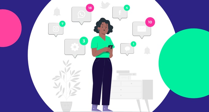 ProQuo AI's graphic of a brand manager uncertain about how to measure marketing impact with social metrics 